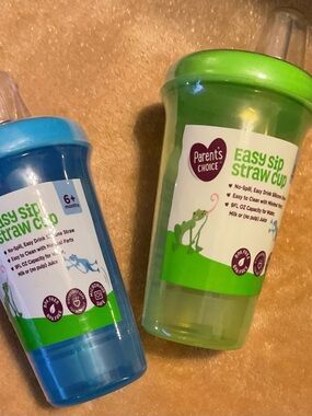 Parent's Choice Easy Sip Straw Cup - Lime Green & Blue Set